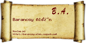 Barancsy Alán névjegykártya